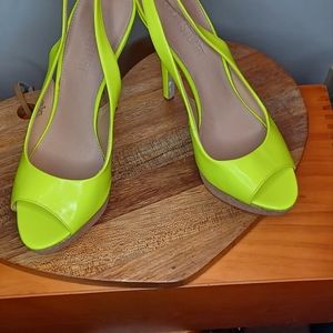 NWOT Colin Stuart  Neon Cork Platform Stiletto Slingback Open toe shoes Size 8